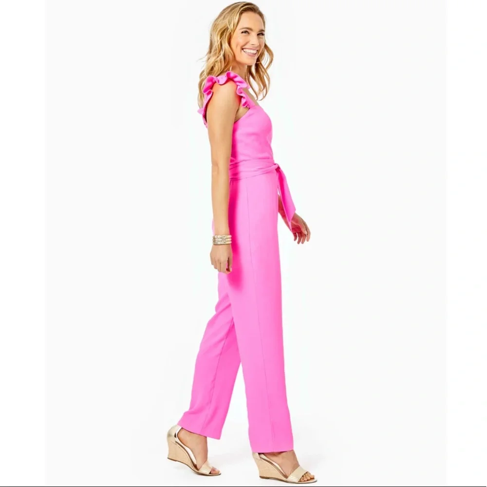 LAST CHANCE TO BUY NWT Lilly Pulitzer Eppley Jumpsuit in Prosecco Pink - Picture 2 of 14